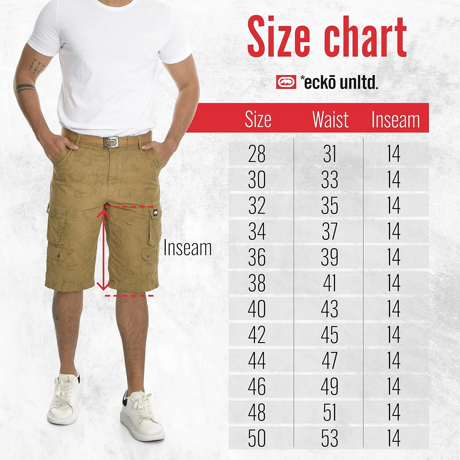 Ecko Cargo Shorts for Men – Twill Camo Mens Cargo Shorts with Belt Big and Tall