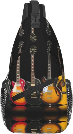 Electric Guitar Print Sling Bag Crossbody Backpack For Women Men Hiking Travel Over The Shoulder Multipurpose Bag