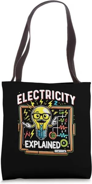 Electricity Explained Illustration Electrician Teacher Nerd Tote Bag
