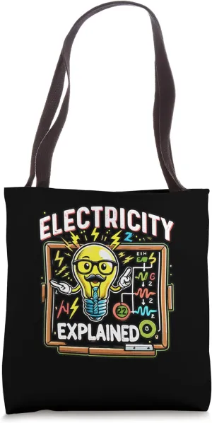 Electricity Explained Illustration Electrician Teacher Nerd Tote Bag