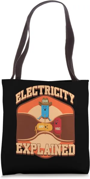 Electricity Explained Illustration Electrician Teacher Nerd Tote Bag