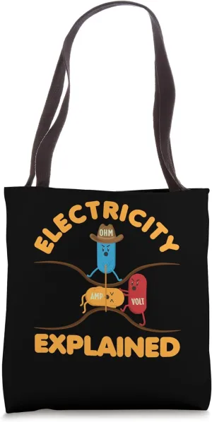Electricity Explained Illustration Electrician Teacher Nerd Tote Bag