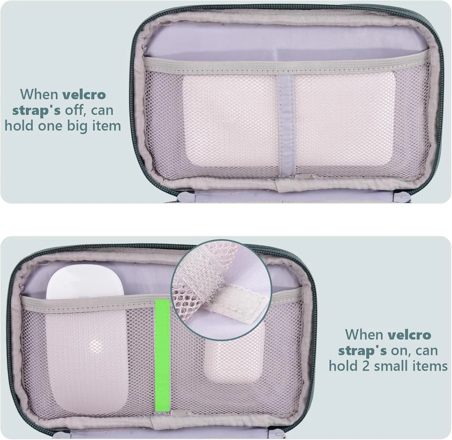 Electronics Travel Organizer Case, Carry On Essentials Pouch Bag for Tech Accessory, Cable, Chargers & Cords (Teal Blue, Medium)