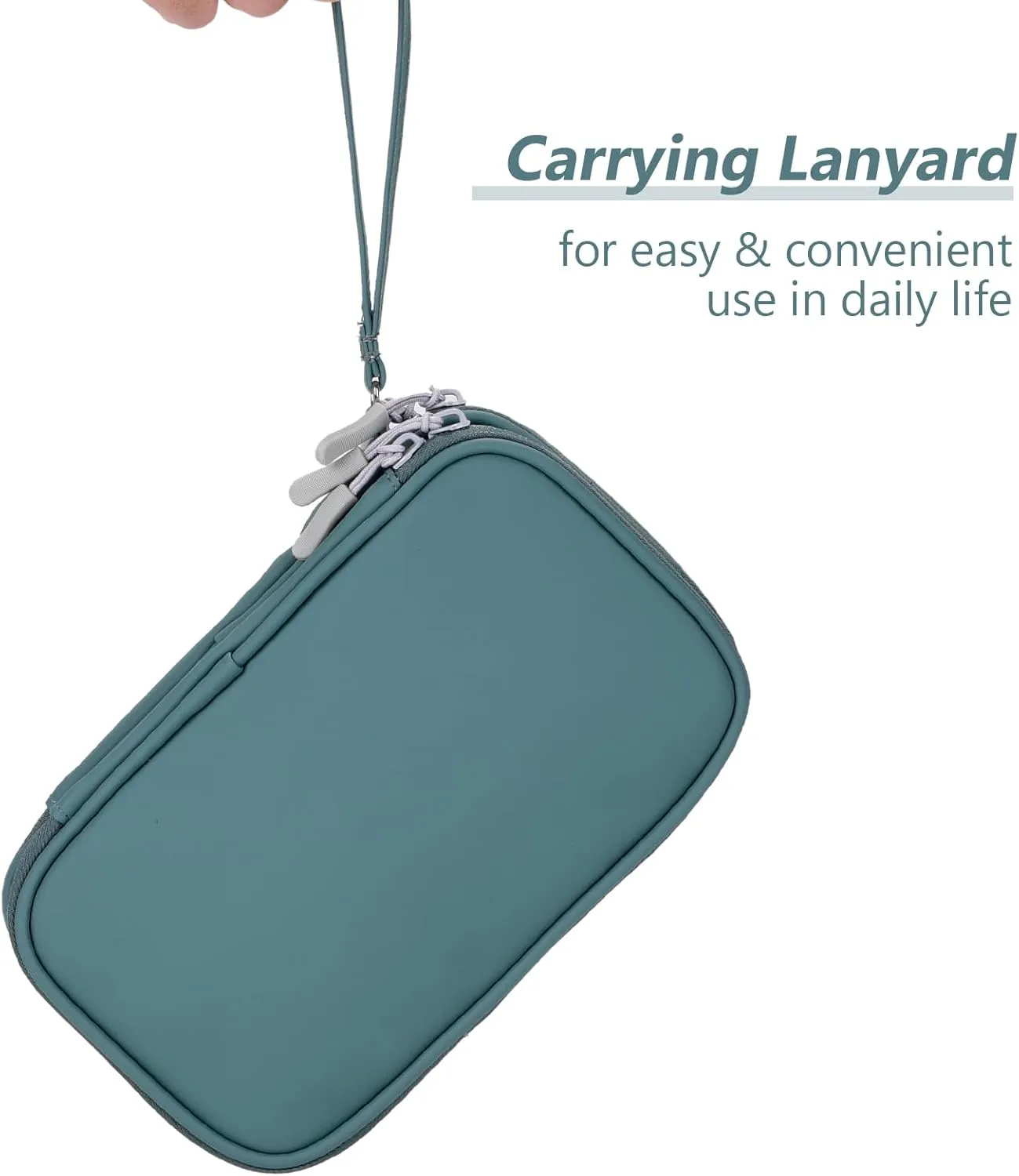Electronics Travel Organizer Case, Carry On Essentials Pouch Bag for Tech Accessory, Cable, Chargers & Cords (Teal Blue, Medium)