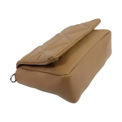 Elegant Quilted Sling Bag with Mini Pouch (Brown / Beige)