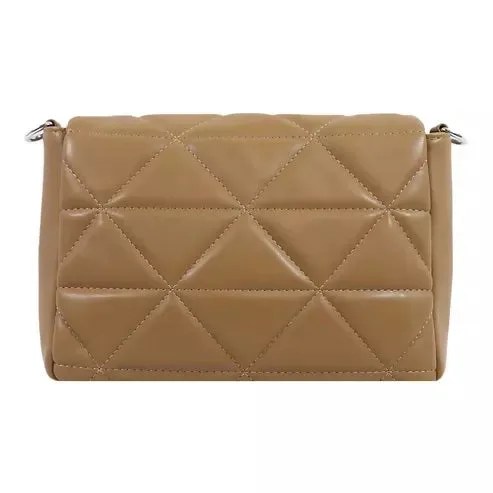 Elegant Quilted Sling Bag with Mini Pouch (Brown / Beige)