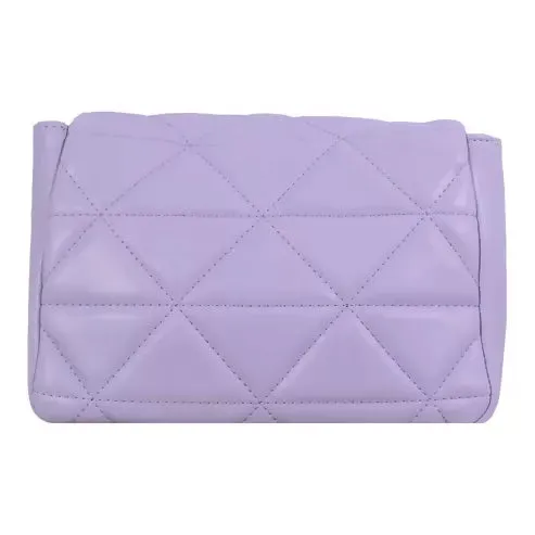 Elegant Quilted Sling Bag with Mini Pouch (Purple)