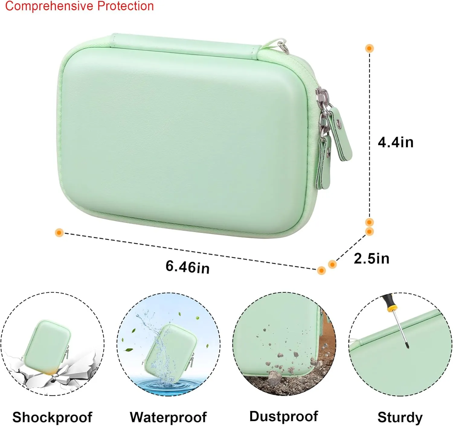 Elonbo Carrying Case for KODAK Mini 2 Retro 4PASS Portable Photo Printer, Digital Instant Print Camera Travel Bag Storage Holder, Mesh Pocket Fits Printing Paper, Cable, Green