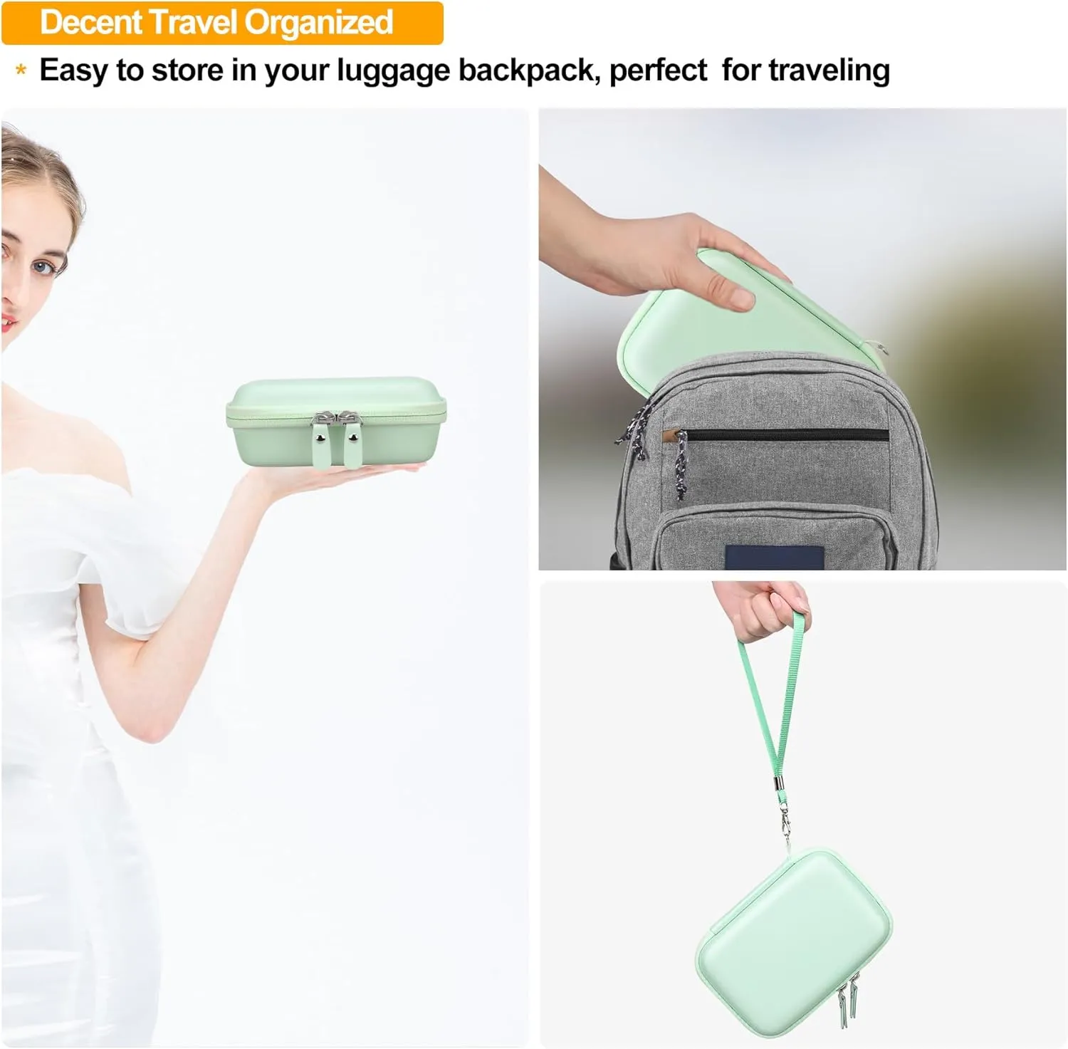 Elonbo Carrying Case for KODAK Mini 2 Retro 4PASS Portable Photo Printer, Digital Instant Print Camera Travel Bag Storage Holder, Mesh Pocket Fits Printing Paper, Cable, Green