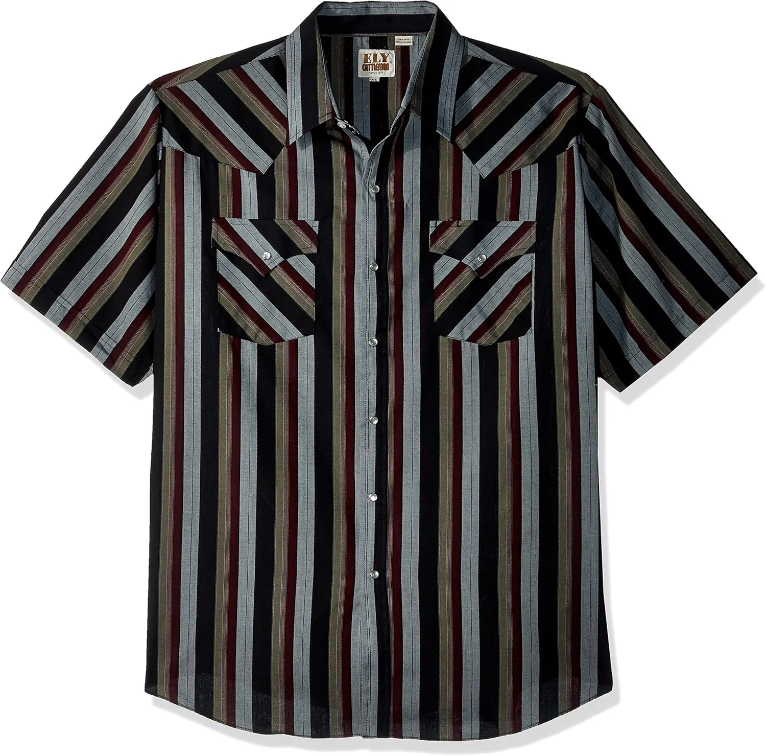 ELY CATTLEMAN Men's Short Sleeve Stripe Western Shirt
