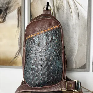 Embossed Croc Sling Bag/Cross Body Purse/Handmade Leather Bag MM038
