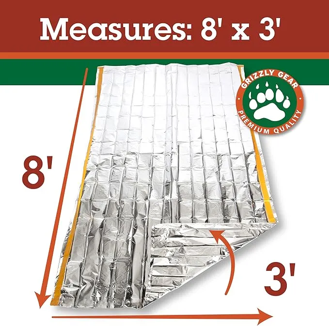 Emergency Thermal Sleeping Bags Weatherproof Mylar Disaster Survival Bivouac | 7 ft x 3 ft | Compact Lightweight Shelter Signal Reflective Utility | Premium Prepper