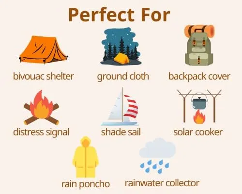 Emergency Thermal Sleeping Bags Weatherproof Mylar Disaster Survival Bivouac | 7 ft x 3 ft | Compact Lightweight Shelter Signal Reflective Utility | Premium Prepper