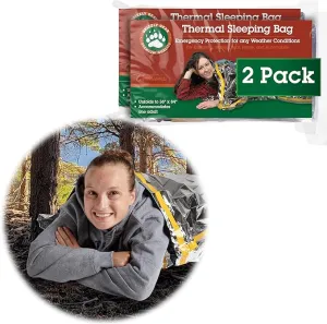 Emergency Thermal Sleeping Bags Weatherproof Mylar Disaster Survival Bivouac | 7 ft x 3 ft | Compact Lightweight Shelter Signal Reflective Utility | Premium Prepper