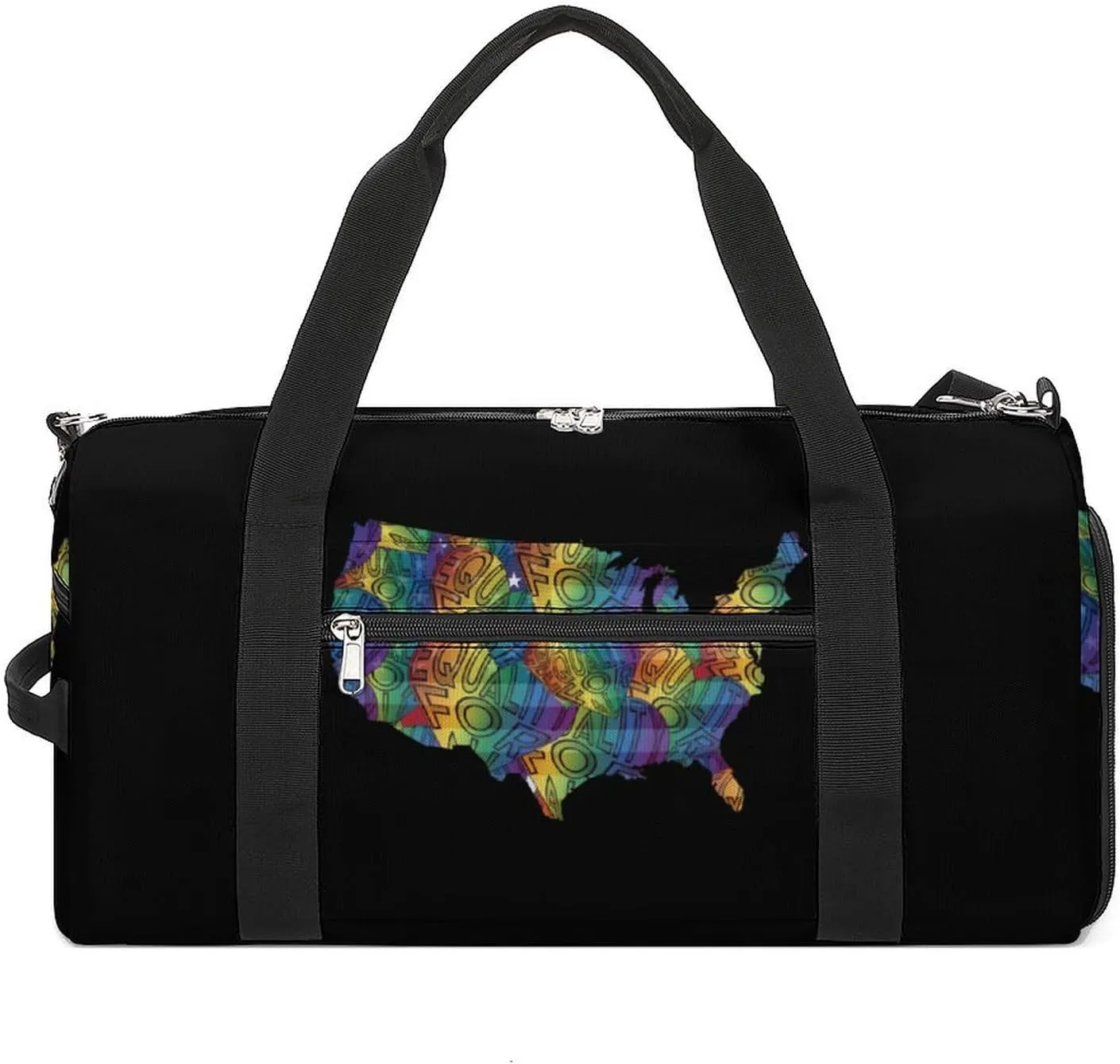 Equality for All U.S.A Map Flag Gym Sport Bag Travel Duffel Bags Tote with Shoe Compartment Water Resistant Pouch Unisex