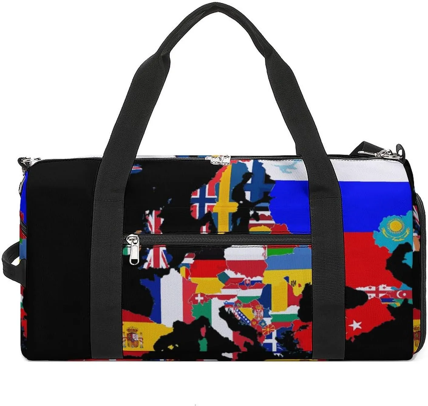 Europe Flags Map Funny Gym Bag Travel Duffel Bags Carry On Weekender Overnight Bag for Women Men