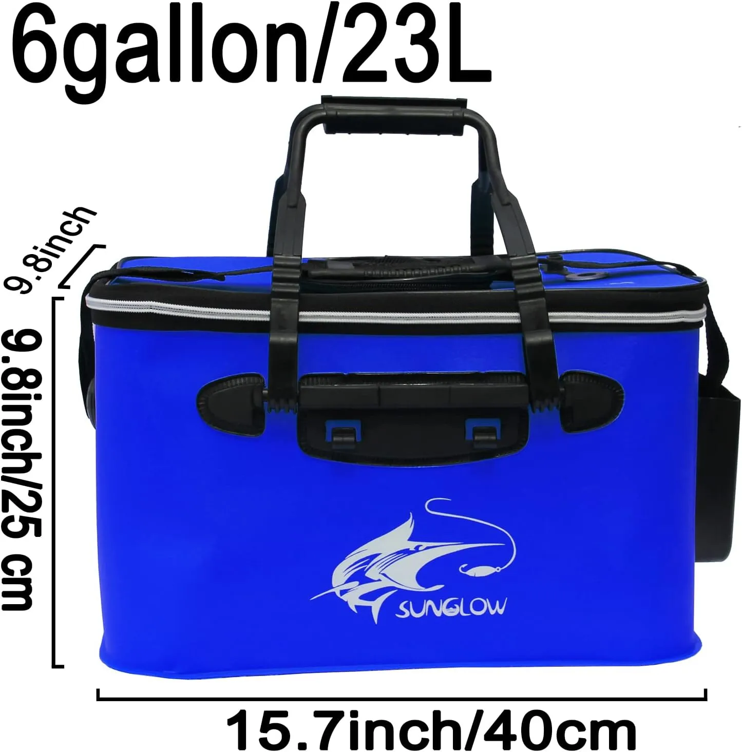 EVA Fishing Bag - Foldable Multi-Functional Bucket for Live Fish, 6GAL/Dark Blue