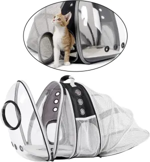 Expandable Cat Carrier Bubble Backpack, Space Capsule Clear Dome Pet Travel Carry Bag for Small Dog Cats Rabbit(Dual Expand Dome)