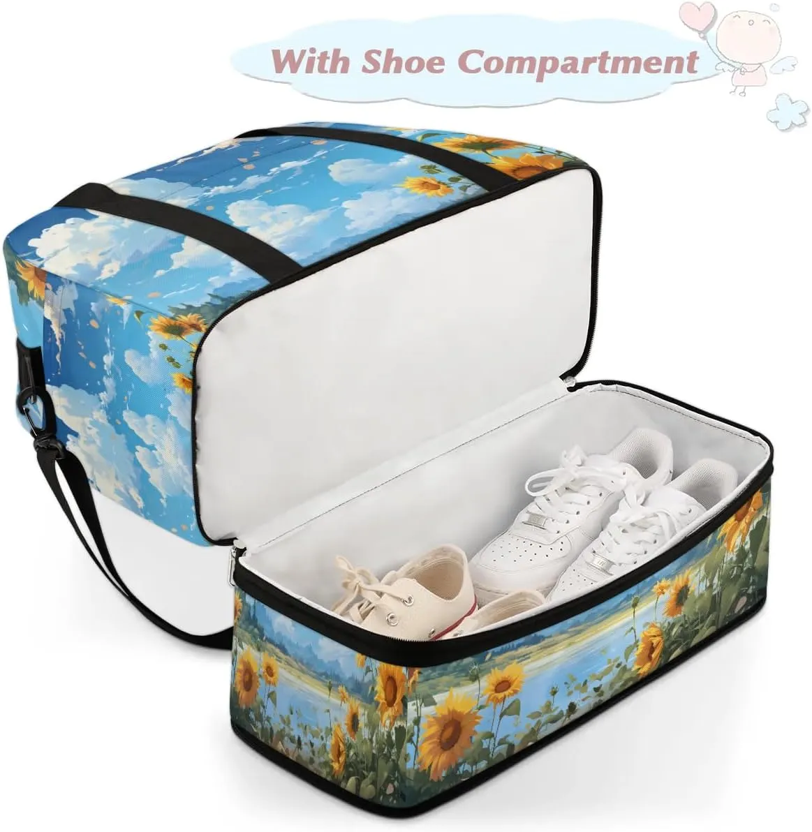 Exquisite Flora Prints Vivid Travel Duffle Bag, Collapsible Travel Bag Sports Gym Bag With Shoes Compartment Weekender Bag Overnight Bag For Women Men