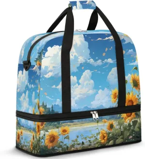 Exquisite Flora Prints Vivid Travel Duffle Bag, Collapsible Travel Bag Sports Gym Bag With Shoes Compartment Weekender Bag Overnight Bag For Women Men