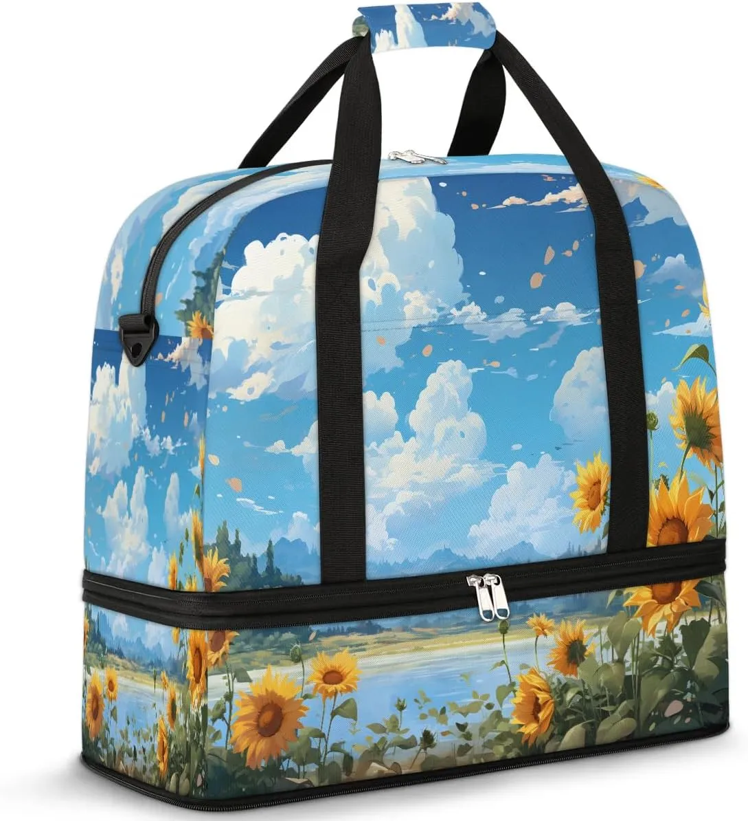 Exquisite Flora Prints Vivid Travel Duffle Bag, Collapsible Travel Bag Sports Gym Bag With Shoes Compartment Weekender Bag Overnight Bag For Women Men