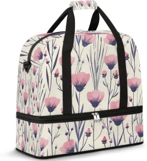 Exquisite Flower Colorful Print Travel Duffle Bag, Collapsible Travel Bag Sports Gym Bag With Shoes Compartment Weekender Bag Overnight Bag For Women Men