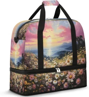 Exquisite Patterns Vivid Flora Travel Duffle Bag, Collapsible Travel Bag Sports Gym Bag With Shoes Compartment Weekender Bag Overnight Bag For Women Men