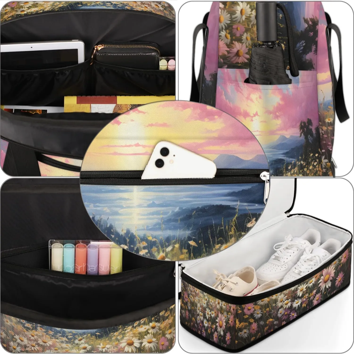 Exquisite Patterns Vivid Flora Travel Duffle Bag, Collapsible Travel Bag Sports Gym Bag With Shoes Compartment Weekender Bag Overnight Bag For Women Men