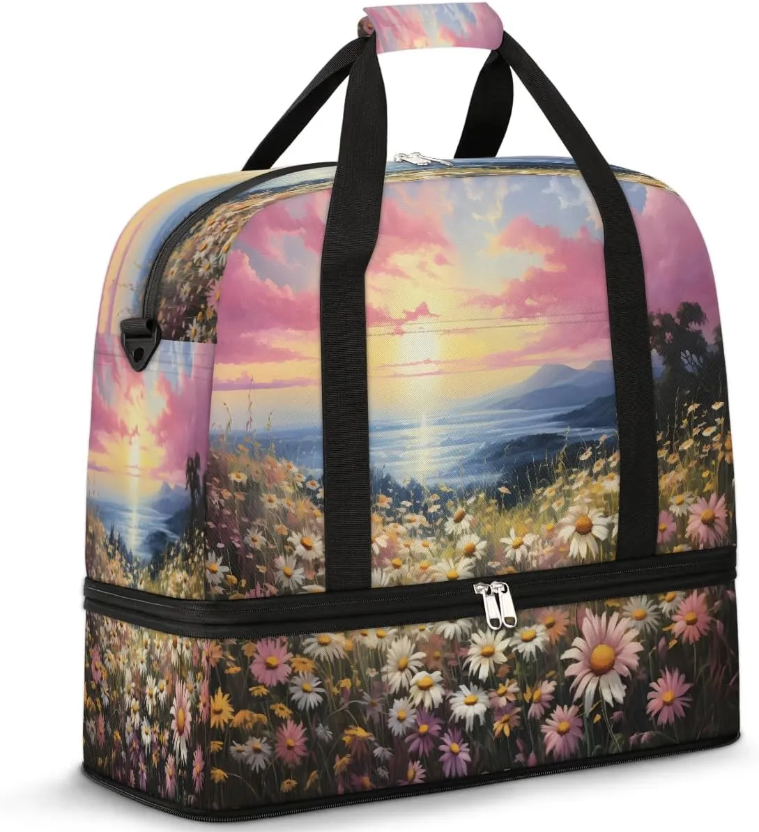Exquisite Patterns Vivid Flora Travel Duffle Bag, Collapsible Travel Bag Sports Gym Bag With Shoes Compartment Weekender Bag Overnight Bag For Women Men