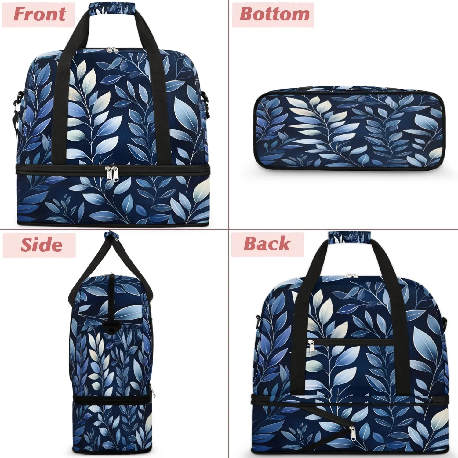 Exquisite Vivid Print Flora Travel Duffle Bag, Collapsible Travel Bag Sports Gym Bag With Shoes Compartment Weekender Bag Overnight Bag For Women Men