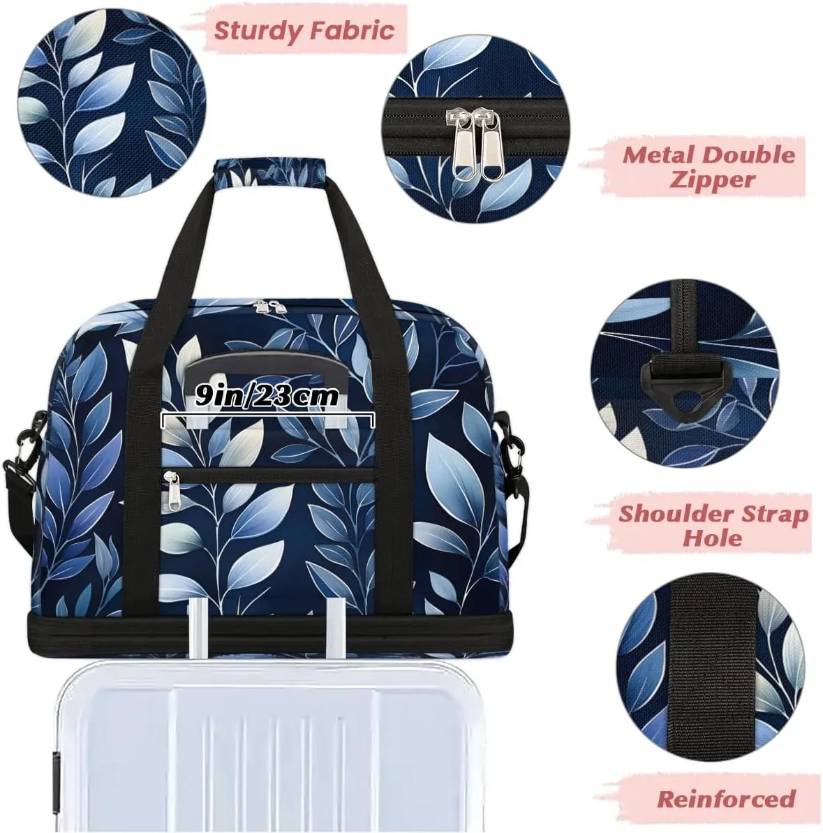 Exquisite Vivid Print Flora Travel Duffle Bag, Collapsible Travel Bag Sports Gym Bag With Shoes Compartment Weekender Bag Overnight Bag For Women Men