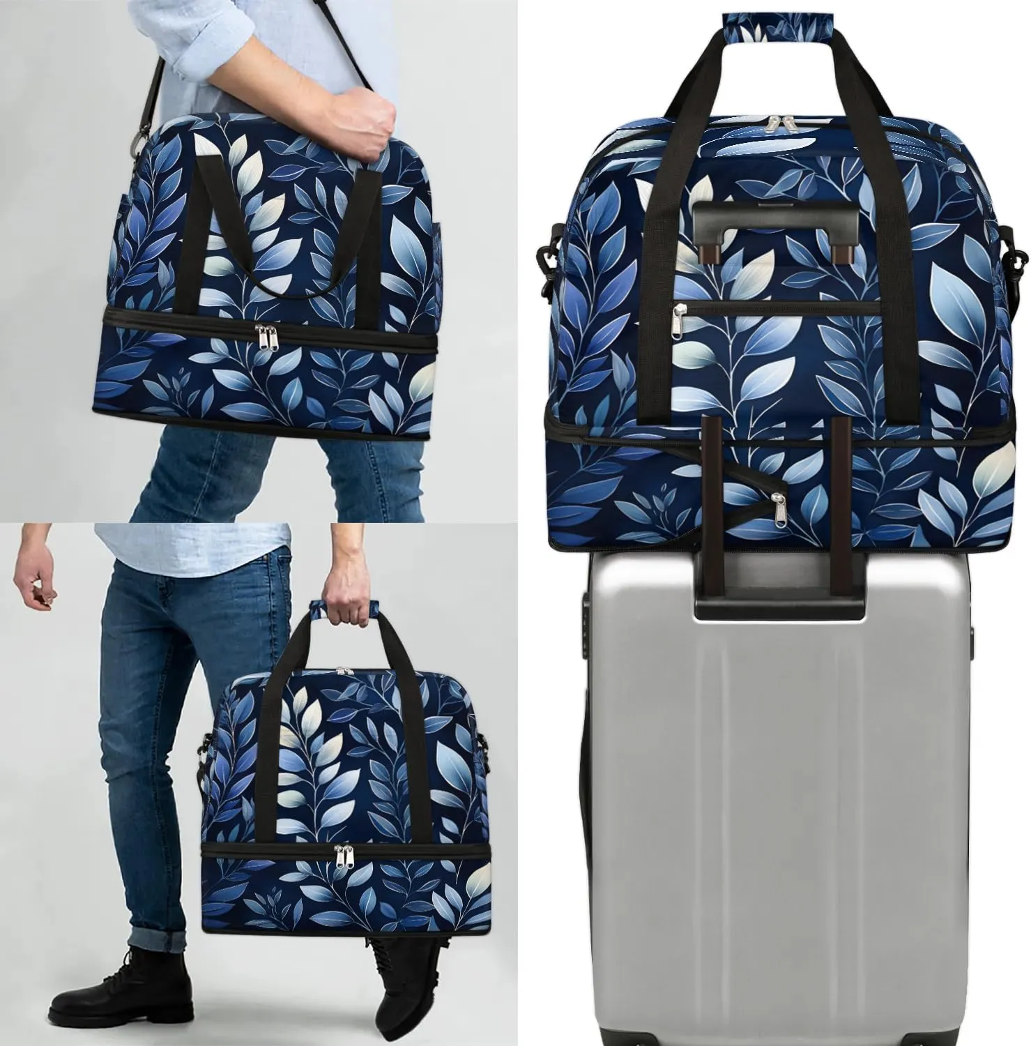 Exquisite Vivid Print Flora Travel Duffle Bag, Collapsible Travel Bag Sports Gym Bag With Shoes Compartment Weekender Bag Overnight Bag For Women Men