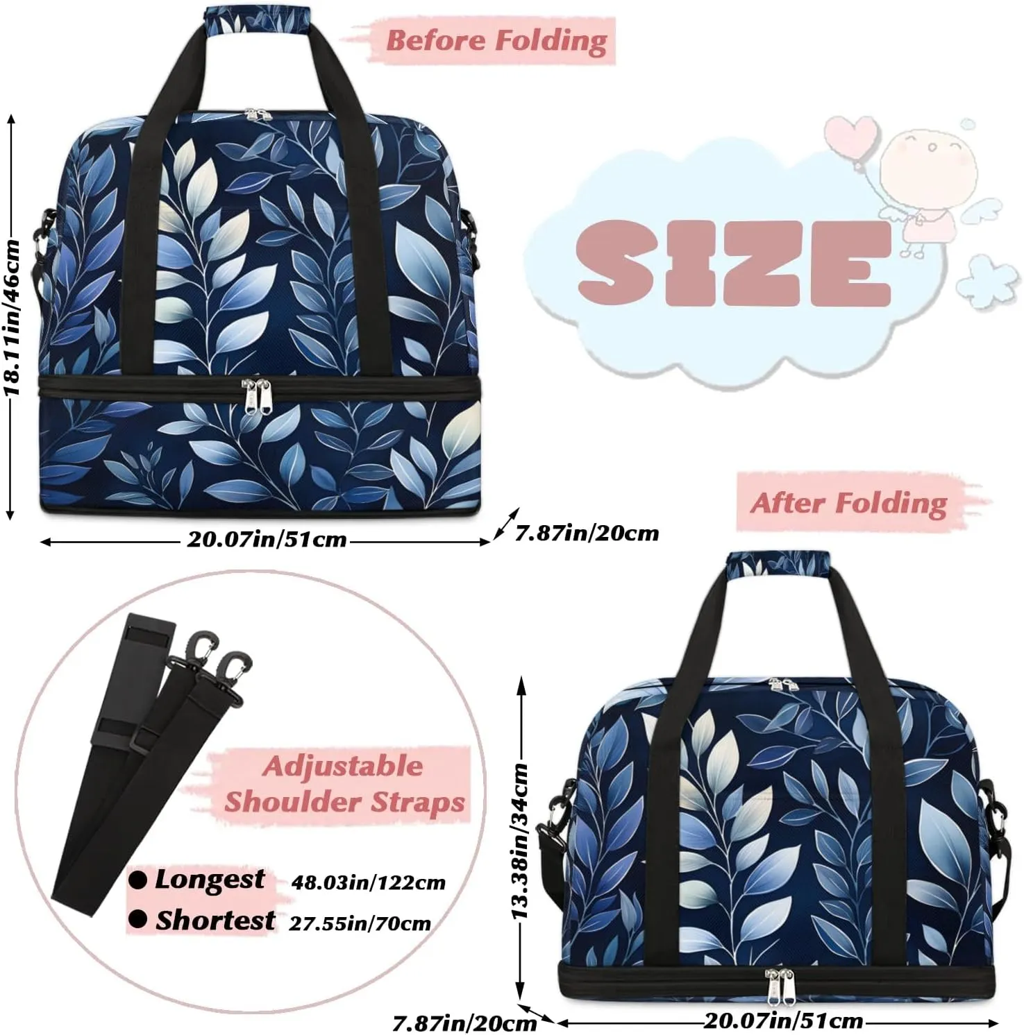 Exquisite Vivid Print Flora Travel Duffle Bag, Collapsible Travel Bag Sports Gym Bag With Shoes Compartment Weekender Bag Overnight Bag For Women Men