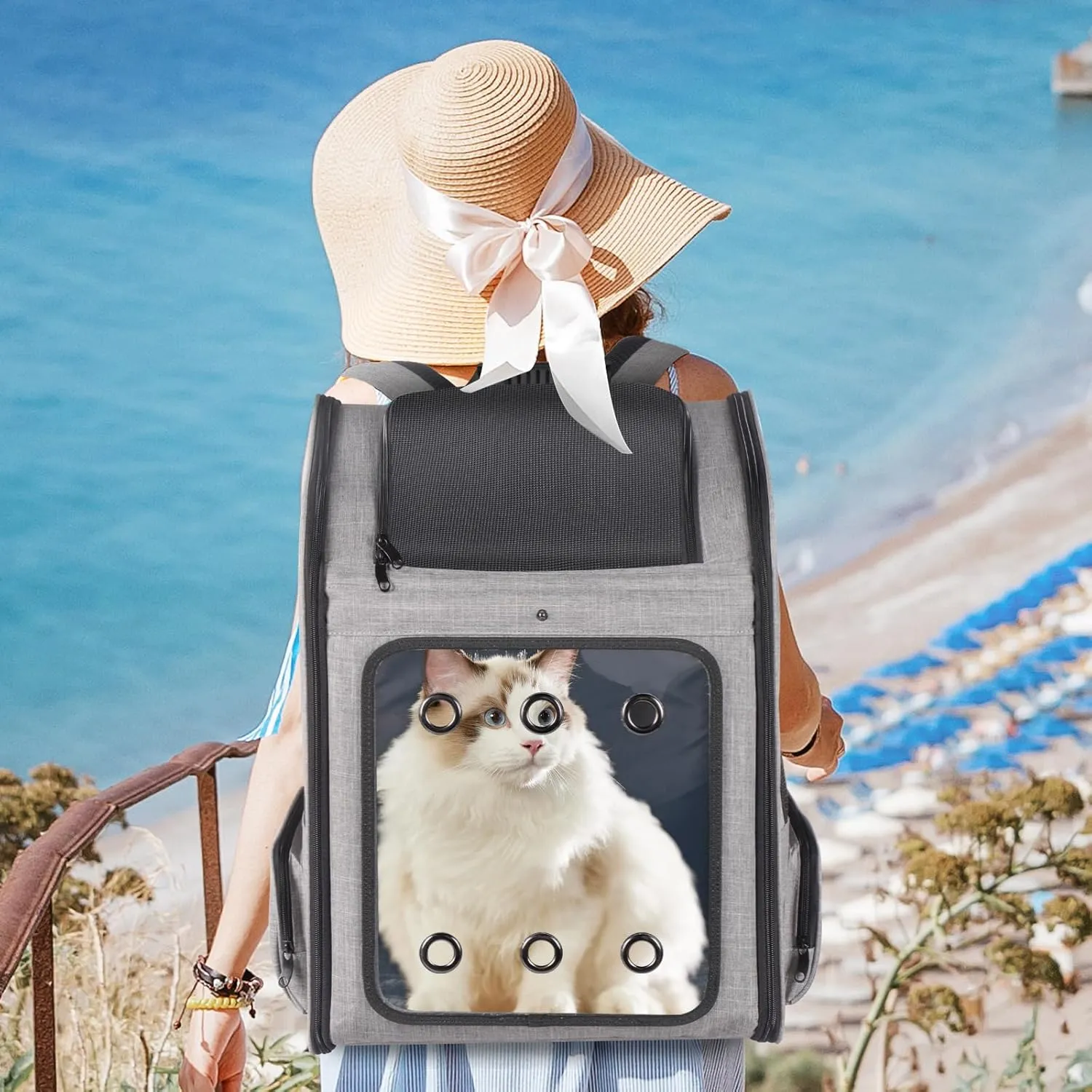 Extra Large Pet Carrier Backpack Cats Under 30 Lbs, for Dogs Puppies Rabbits Other Animals Under 25 Lbs, Ventilated Design, Great for Travel/Hiking/Outdoor Use