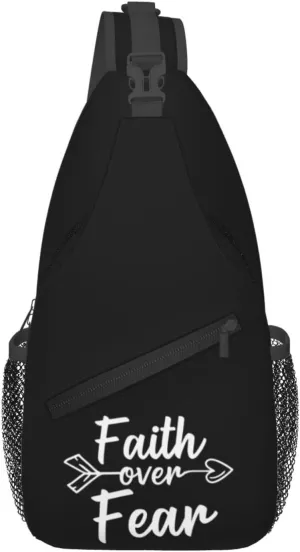 Faith Over Fear Sling Backpack Shoulder Chest Bag For Men Women Hiking Travel Crossbody Daypack
