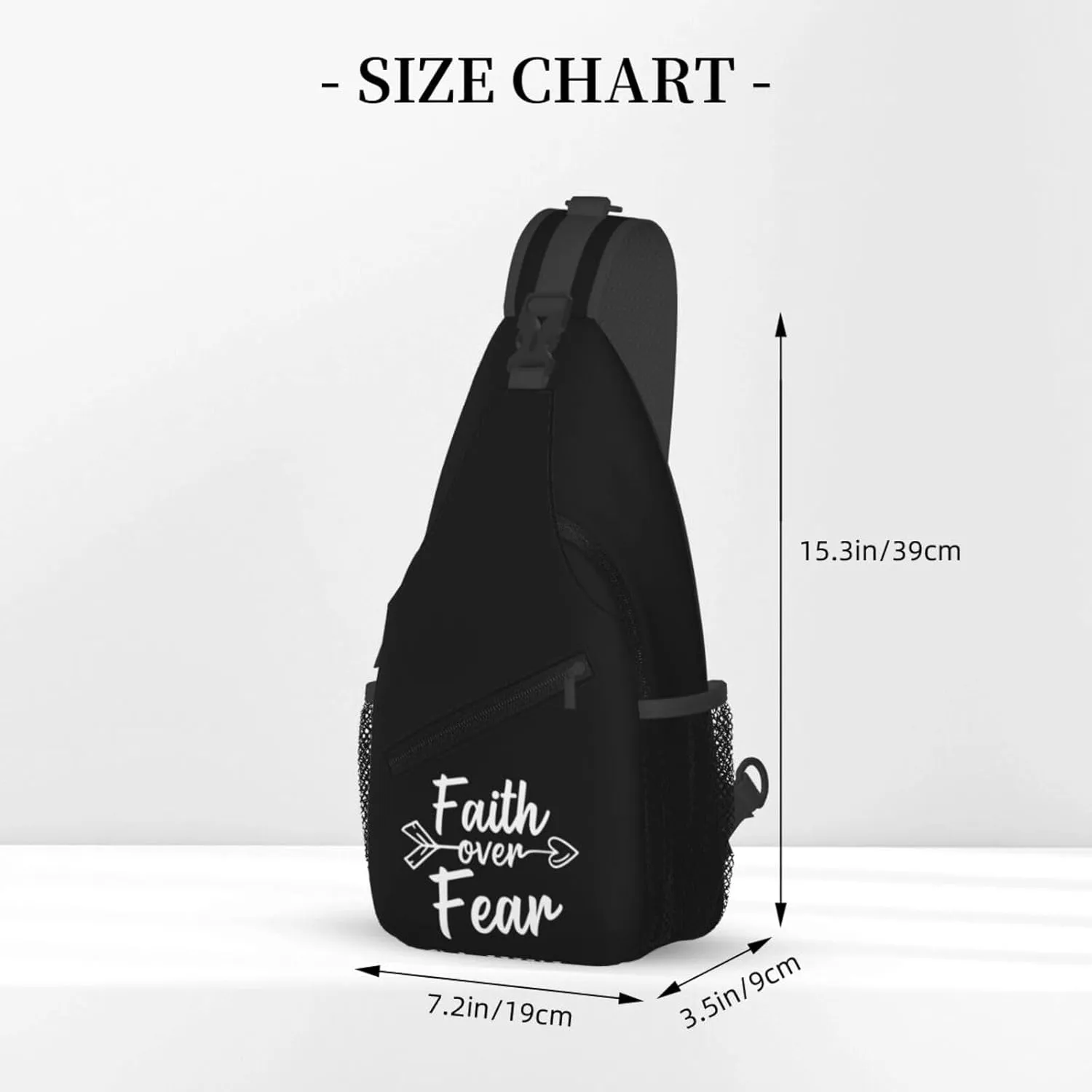 Faith Over Fear Sling Backpack Shoulder Chest Bag For Men Women Hiking Travel Crossbody Daypack