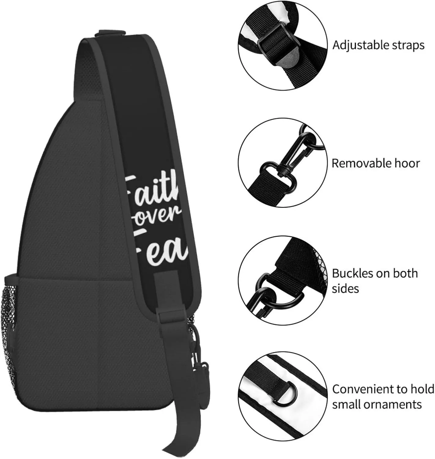 Faith Over Fear Sling Backpack Shoulder Chest Bag For Men Women Hiking Travel Crossbody Daypack