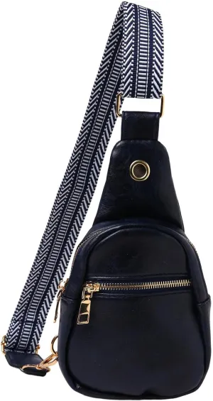 Fashion Chest Bag Soft Leather Texture Crossbody Bag Large Capacity Simple Retro Shoulder Bags (Dark Blue, One Size)