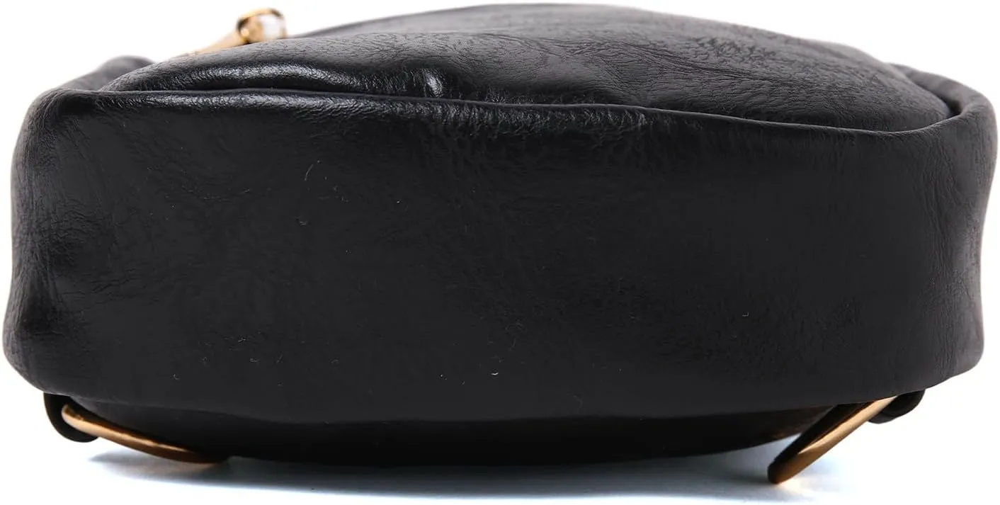 Fashion Chest Bag Soft Leather Texture Crossbody Bag Large Capacity Simple Retro Shoulder Bags Travel (Black, One Size)