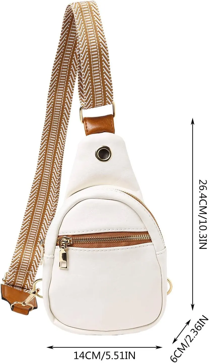 Fashion Chest Bag Soft Leather Texture Crossbody Bag Large Capacity Simple Retro Shoulder Bags Travel (Black, One Size)