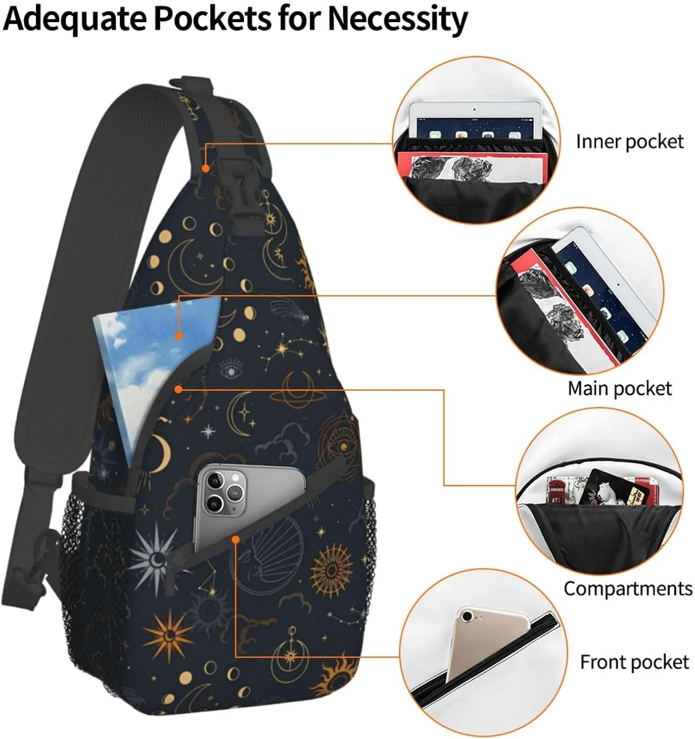 Fashion Chest Sling Bag For Women Men Adjustable Strap Crossbody Shoulder Backpack Hiking Travel Fashion Unisex Daypack