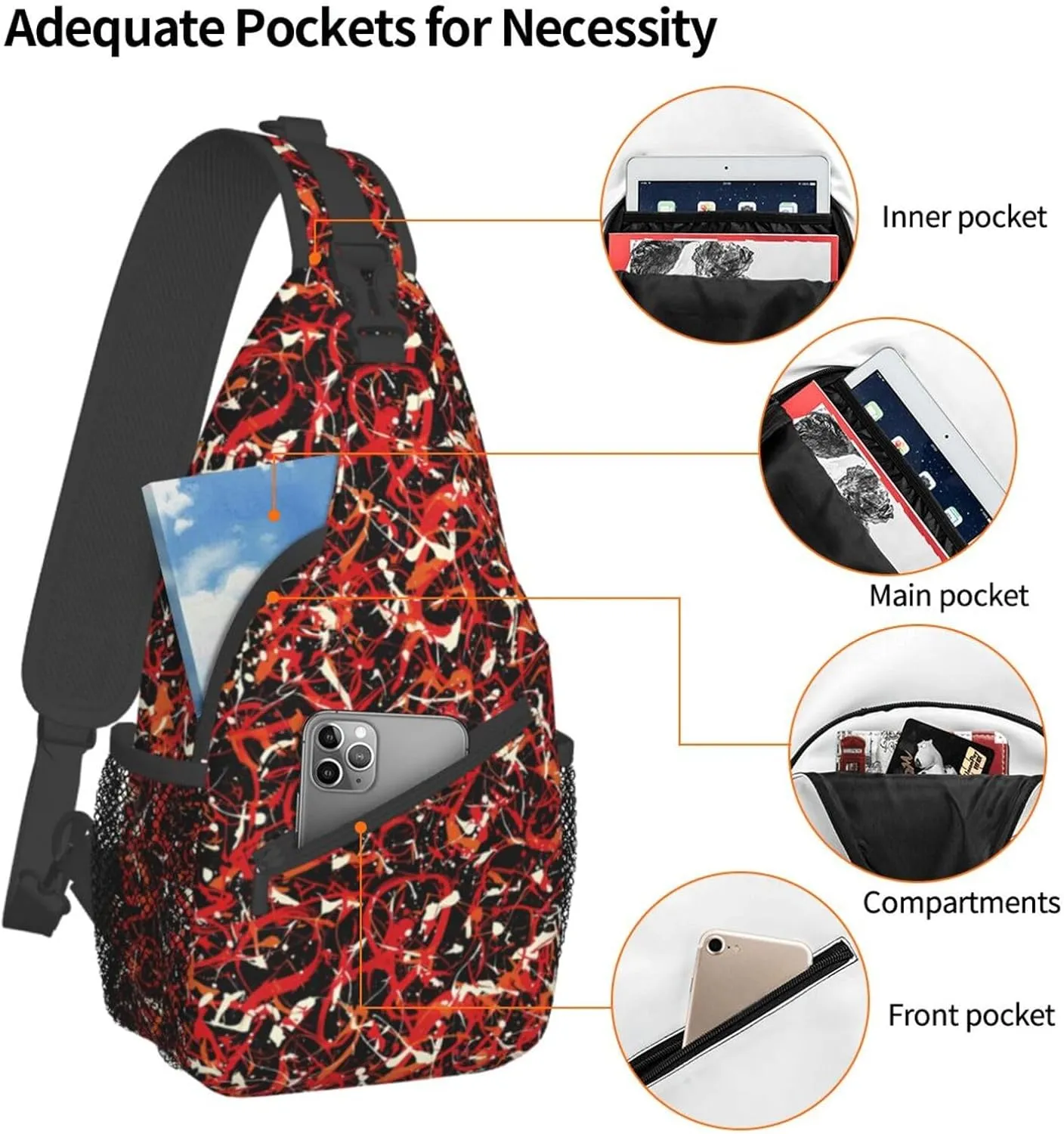 Fashion Chest Sling Bag For Women Men Adjustable Strap Crossbody Shoulder Backpack Hiking Travel Fashion Unisex Daypack