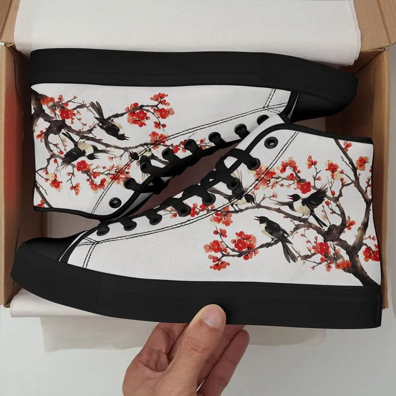 Fashion Chinese Style Canvas High-top Shoes Comfortable Panda Bamboo Cranes Eastern Casual Walking Shoes for Men Women