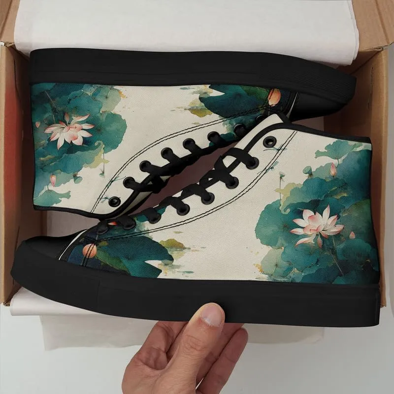 Fashion Chinese Style Canvas High-top Shoes Comfortable Panda Bamboo Cranes Eastern Casual Walking Shoes for Men Women