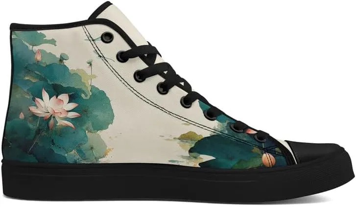 Fashion Chinese Style Canvas High-top Shoes Comfortable Panda Bamboo Cranes Eastern Casual Walking Shoes for Men Women