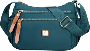 Fashion Multicolor Nylon Fabric Large Capacity Zipper Adjustable Shoulder Strap Messenger Bag Satchel (Blue, One Size)