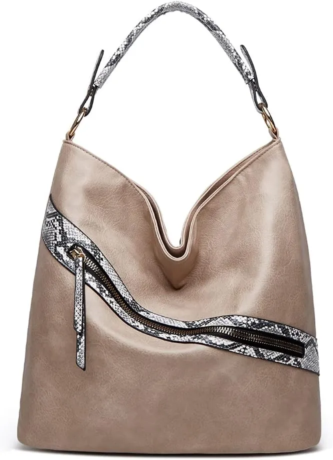 Faux Leather Handbag for Women Top Handle Shoulder Bag Crossbody Bag Retro Tote Bag Hobo Purse Snake Print Bucket Bag