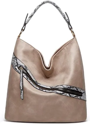 Faux Leather Handbag for Women Top Handle Shoulder Bag Crossbody Bag Retro Tote Bag Hobo Purse Snake Print Bucket Bag