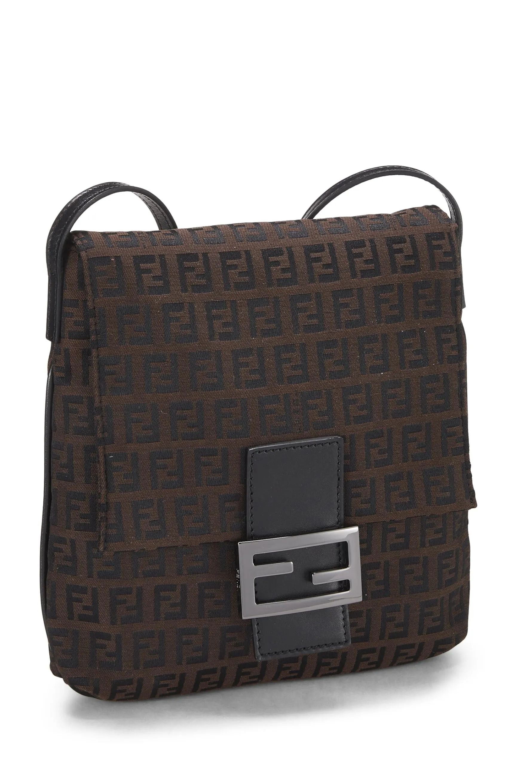 Fendi,  Brown Zucchino Canvas Tube Messenger Small, Brown