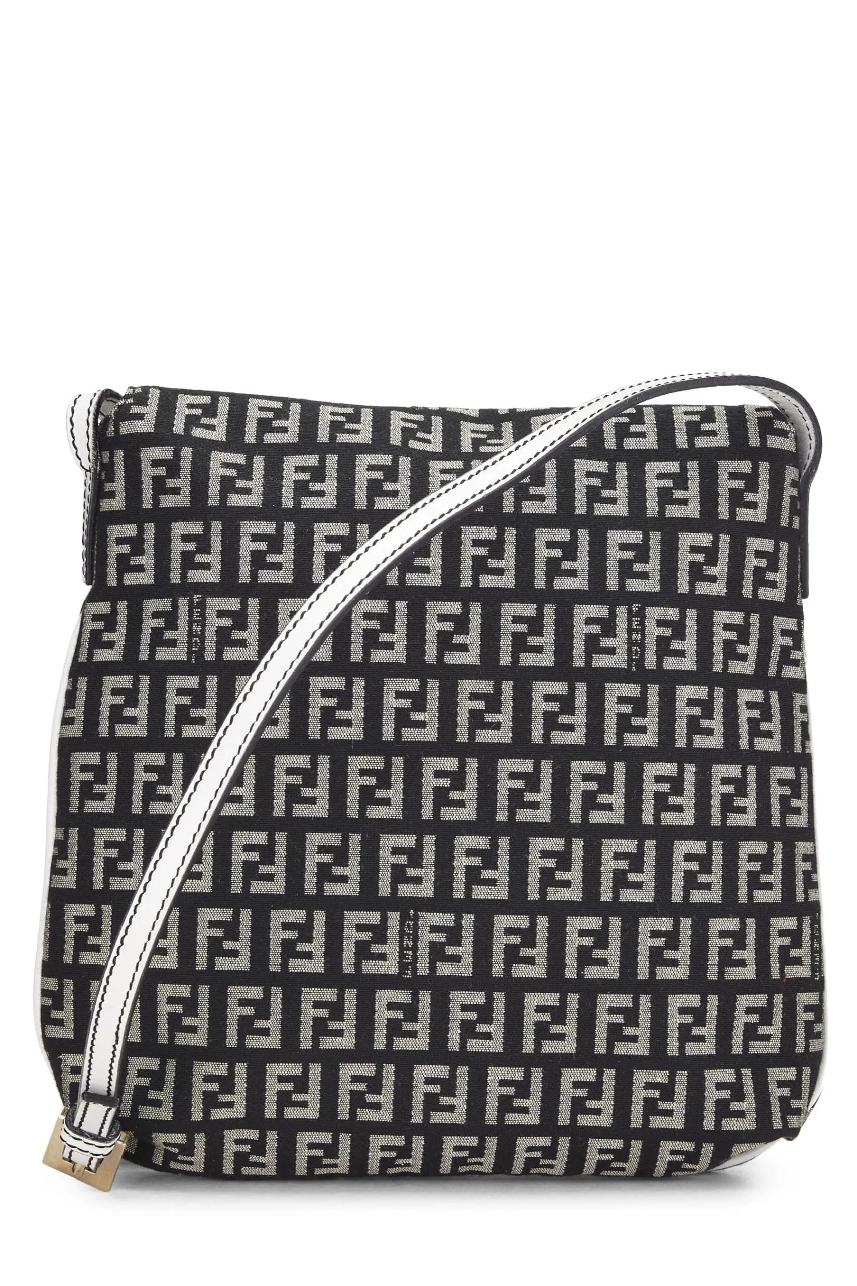 Fendi,  Navy Zucchino Canvas Tube Messenger, White